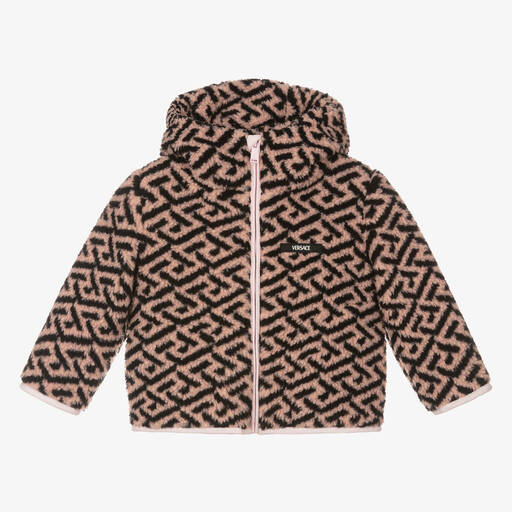 Versace-Girls Pink & Black Greca Jacket | Childrensalon Outlet