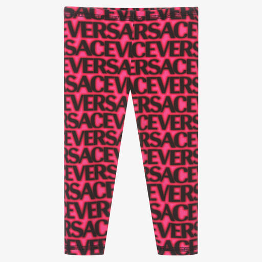 Versace-ليغنغز قطن جيرسي لون زهري فيوشيا للبنات | Childrensalon Outlet