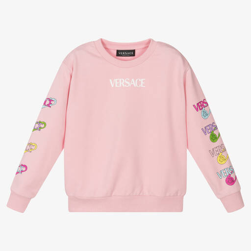 Versace-Girls Pink Cotton Sweatshirt | Childrensalon Outlet