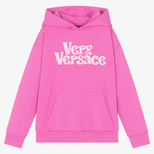 Versace-توب هودي قطن لون زهري للبنات | Childrensalon Outlet