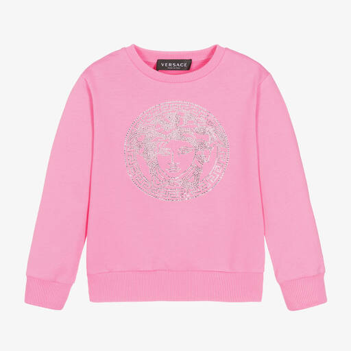 Versace-Розовый свитшот с кристаллами Medusa | Childrensalon Outlet