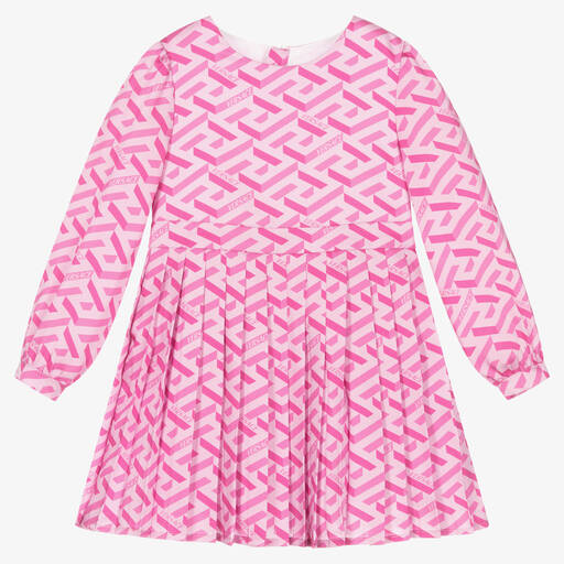 Versace-Girls Pink Greca Signature Dress | Childrensalon Outlet