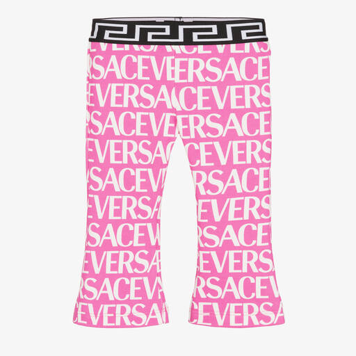 Versace-Girls Pink Logo Print Trousers | Childrensalon Outlet