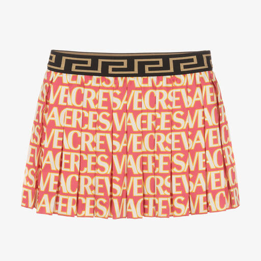 Versace-تنورة بكسرات تويل  لون زهري | Childrensalon Outlet