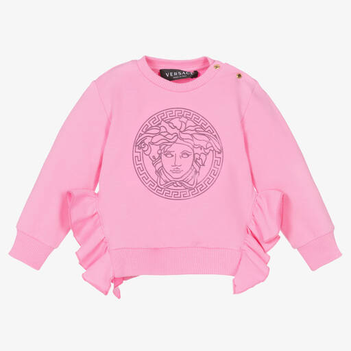 Versace-Girls Pink Ruffle Medusa Sweatshirt | Childrensalon Outlet