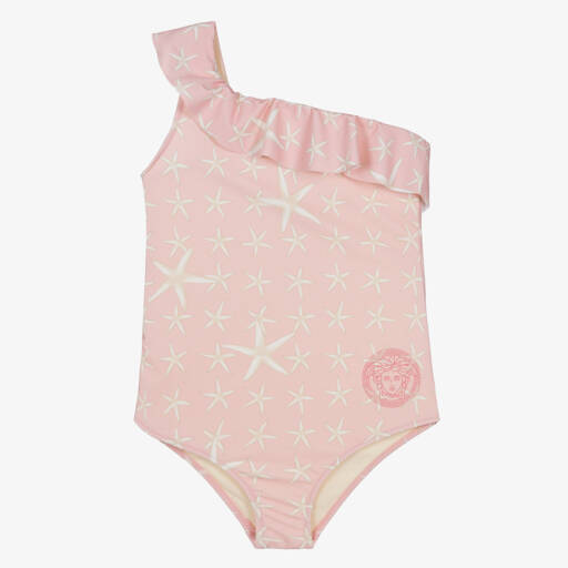 Versace-Girls Pink Starfish Ruffle Swimsuit | Childrensalon Outlet