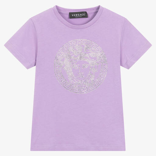 Versace-تيشيرت قطن لون بنفسجي للبنات | Childrensalon Outlet