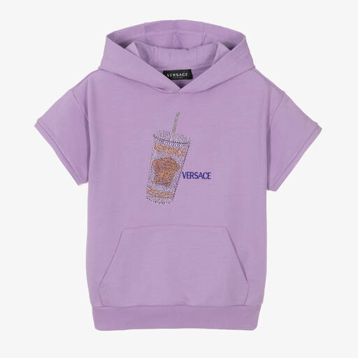 Versace-توب هودي قطن لون بنفسجي للبنات | Childrensalon Outlet