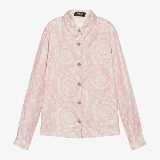 Versace-Розовая шелковая блузка Barocco для девочек | Childrensalon Outlet