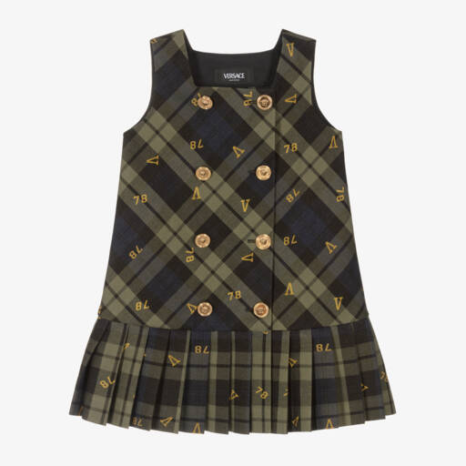 Versace-Girls Tartan Jacquard Cotton Dress | Childrensalon Outlet