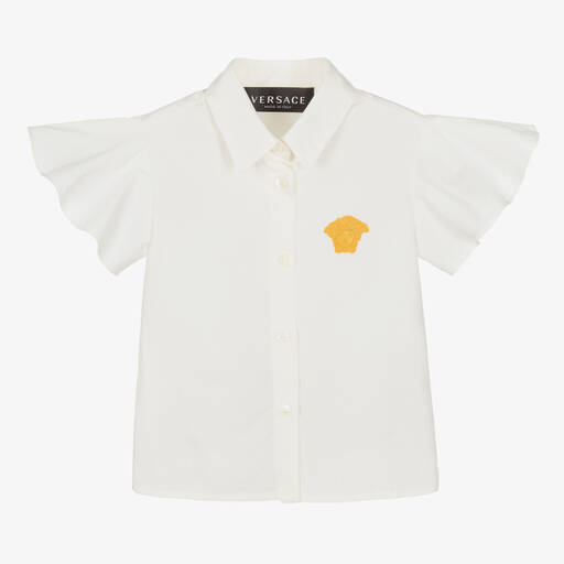 Versace-Белая хлопковая блузка с символом Medusa | Childrensalon Outlet