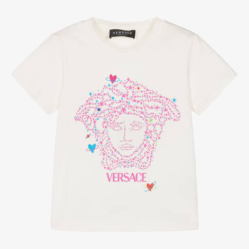 Versace-Girls White Cotton Medusa T-Shirt | Childrensalon Outlet