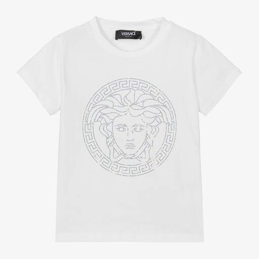 Versace-Girls White Cotton Medusa T-Shirt | Childrensalon Outlet
