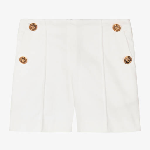 Versace-Girls White Cotton Twill Sailor Shorts | Childrensalon Outlet