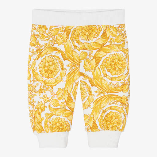 Versace-Girls White & Gold Barocco Joggers | Childrensalon Outlet