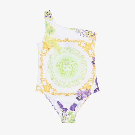 Versace-Girls White Orchid Print Swimsuit | Childrensalon Outlet