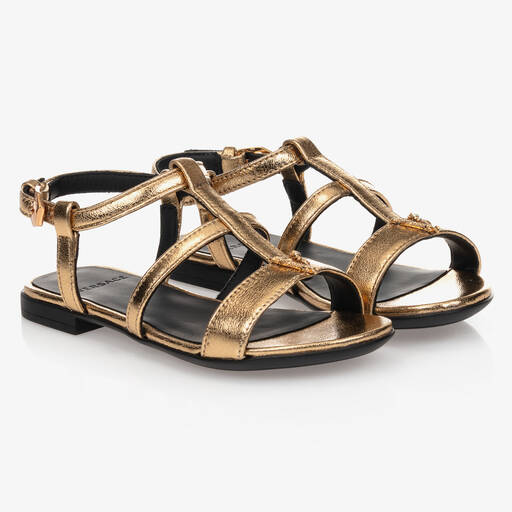 Versace-Gold Leather Sandals | Childrensalon Outlet