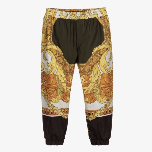 Versace-Green & Gold Logo Joggers | Childrensalon Outlet