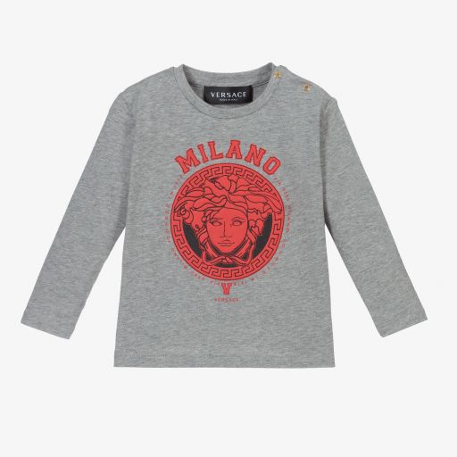 Versace-Grey & Red Medusa Top | Childrensalon Outlet