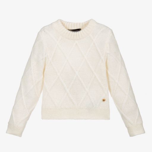 Versace-Ivory Knitted Wool Sweater | Childrensalon Outlet