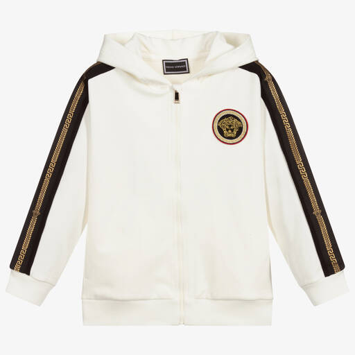 Versace-Ivory Logo Zip-Up Top | Childrensalon Outlet