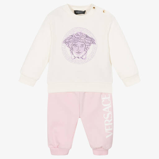 Versace-Ivory & Pink Medusa Tracksuit | Childrensalon Outlet