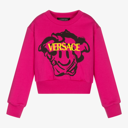 Versace-Rosafarbenes „Medusa“ Smiley-Sweatshirt | Childrensalon Outlet