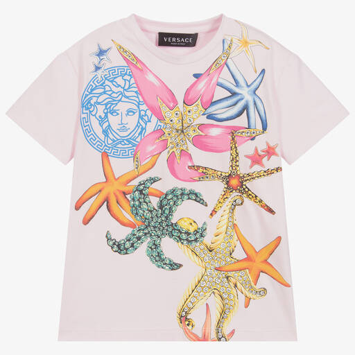 Versace-Rosa Trésor de la Mer T-Shirt | Childrensalon Outlet