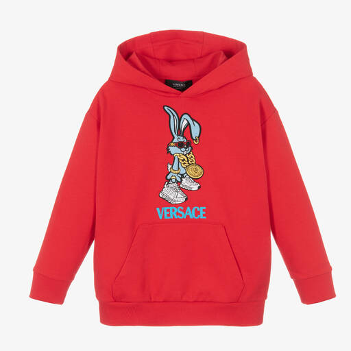 Versace-Red Bunny Logo Hoodie | Childrensalon Outlet