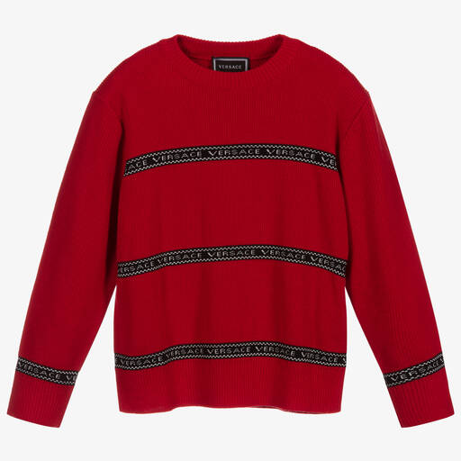 Versace-Red Wool Logo Sweater | Childrensalon Outlet