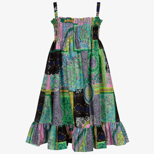 Versace-Платье с принтом Barocco в стиле «пэчворк» для подростков  | Childrensalon Outlet