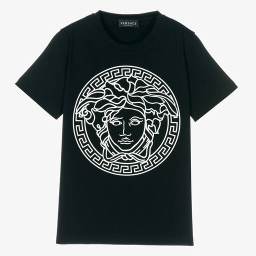 Versace-Teen Black Cotton Medusa T-Shirt | Childrensalon Outlet