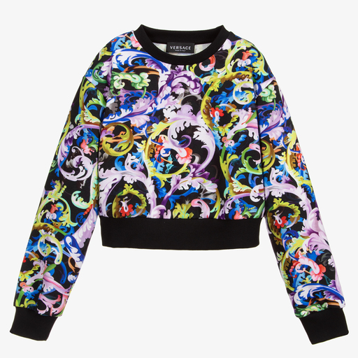 Versace-Teen Black Cropped Sweatshirt  | Childrensalon Outlet
