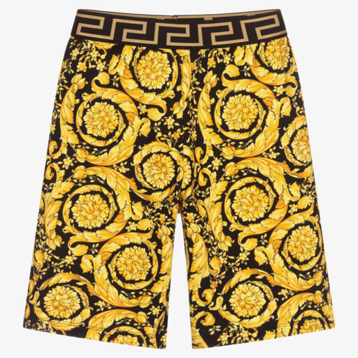 Versace-Teen Black & Gold Barocco Shorts | Childrensalon Outlet