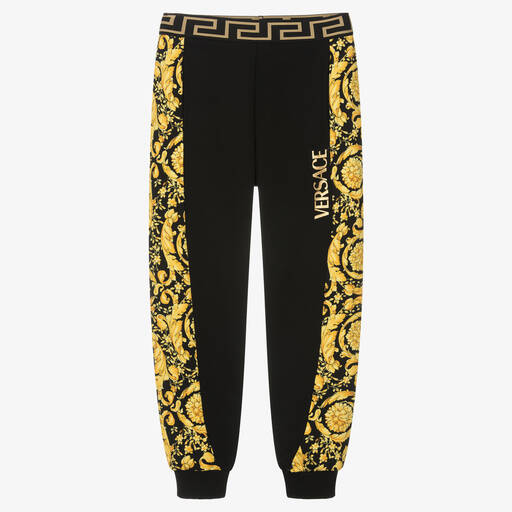 Versace-جوغرز بطبعة باروك قطن لون أسود وذهبي تينز | Childrensalon Outlet