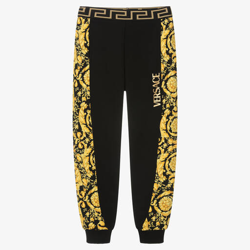 Versace-Teen Black & Gold Cotton Barocco Joggers | Childrensalon Outlet