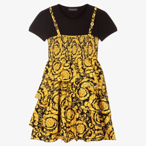 Versace-Teen Kleid in Schwarz und Gold | Childrensalon Outlet
