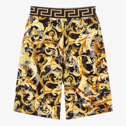 Versace-Teen Black & Gold Logo Shorts | Childrensalon Outlet