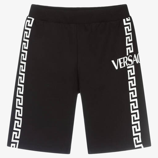 Versace-Teen Black Greca Logo Shorts | Childrensalon Outlet