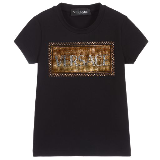 Versace-Teen Black Logo T-Shirt | Childrensalon Outlet