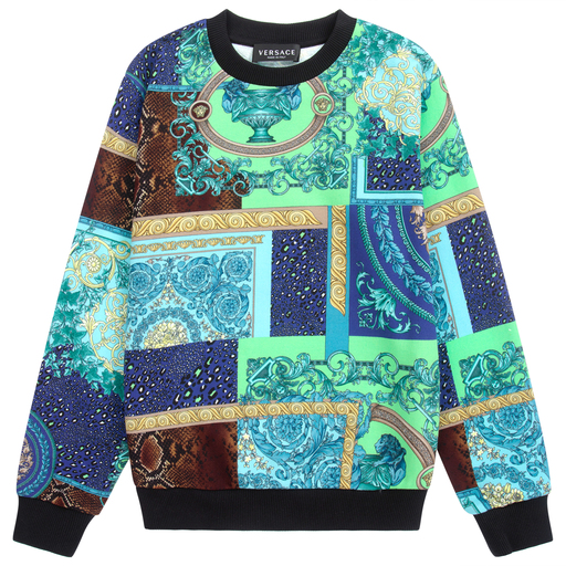 Versace-Teen Blue Barocco Sweatshirt | Childrensalon Outlet
