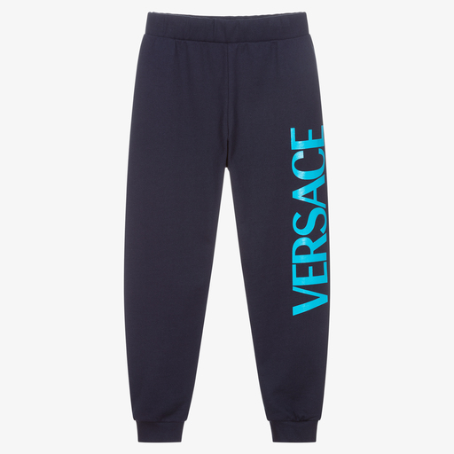 Versace-Teen Blue Cotton Logo Joggers | Childrensalon Outlet