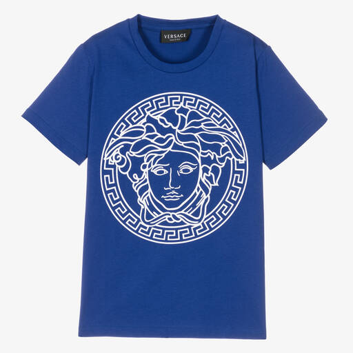 Versace-Teen Blue Medusa Cotton T-Shirt | Childrensalon Outlet