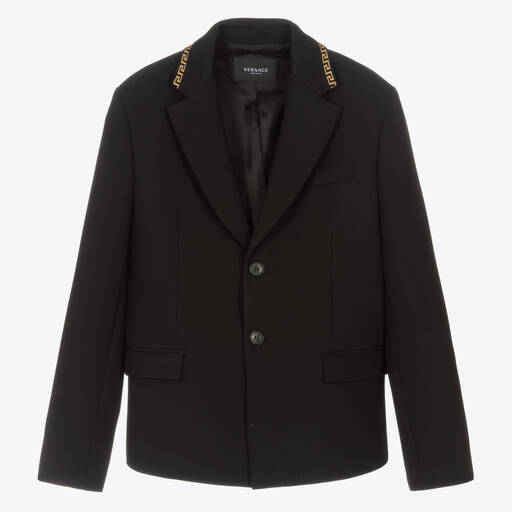 Versace-Teen Boys Black & Gold Greca Blazer | Childrensalon Outlet