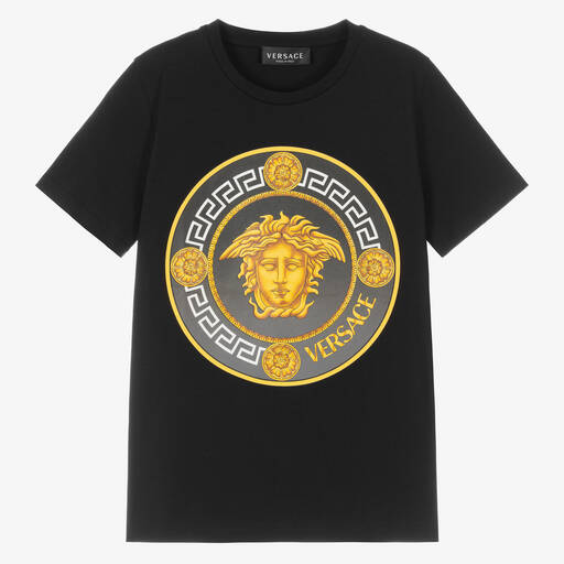 Versace-Teen Boys Black & Gold Medusa T-Shirt | Childrensalon Outlet