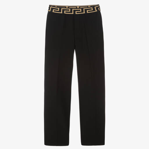 Versace-بنطلون فيسكوز جيرسي لون أسود تينز ولادي | Childrensalon Outlet
