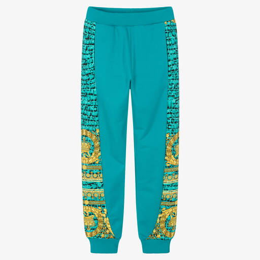 Versace-Teen Boys Blue Barocco Crocodile Joggers | Childrensalon Outlet