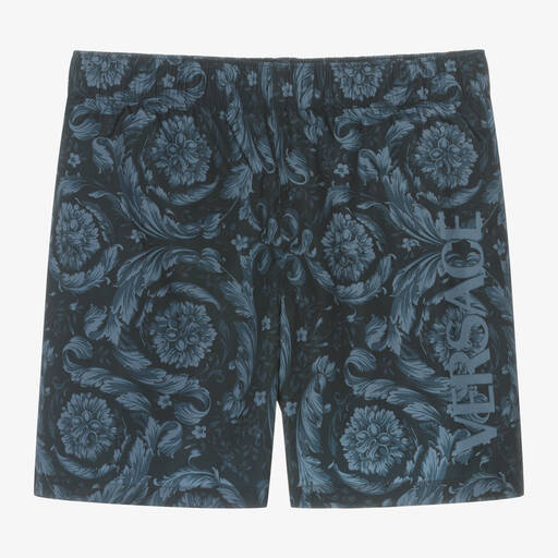 Versace-Teen Boys Blue Barocco Swim Shorts | Childrensalon Outlet