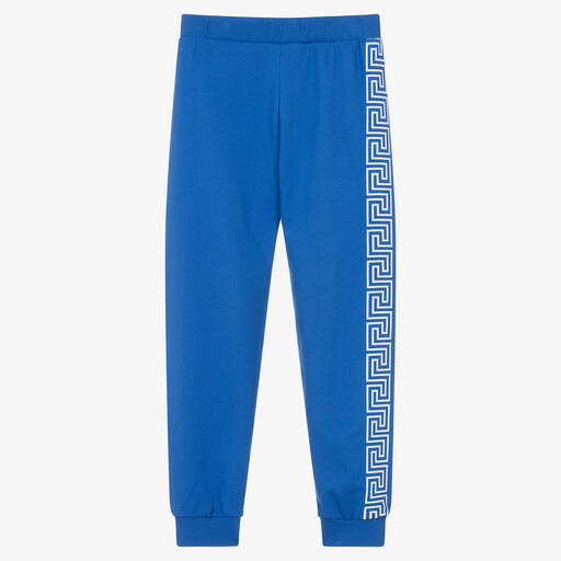 Versace-Teen Boys Blue Cotton Greca Joggers | Childrensalon Outlet