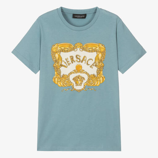Versace-Blaues Teen Baumwoll-T-Shirt | Childrensalon Outlet
